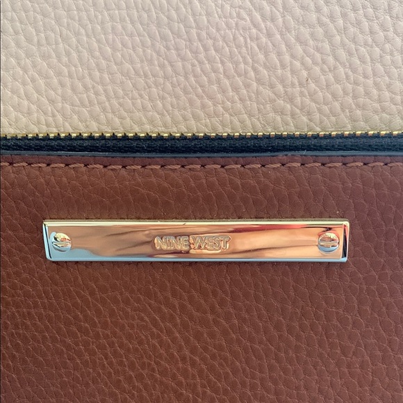 Nine West Black, Cream, and Brown Satchel - Picture 2 of 4